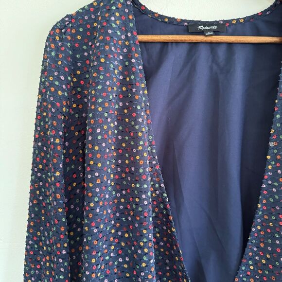 Women's Navy Polka Dot Blouse - Picture 6 of 14